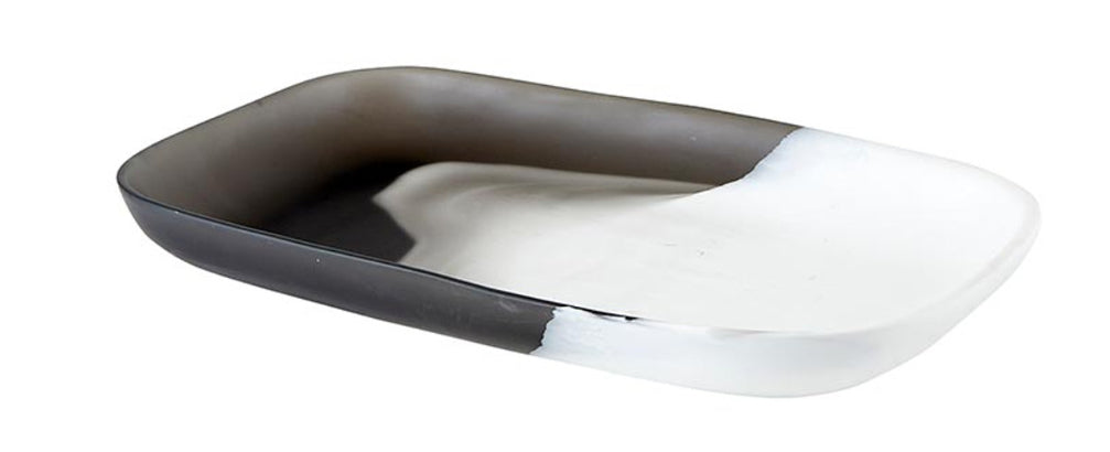 White and Grey Oblong Resin Platter
