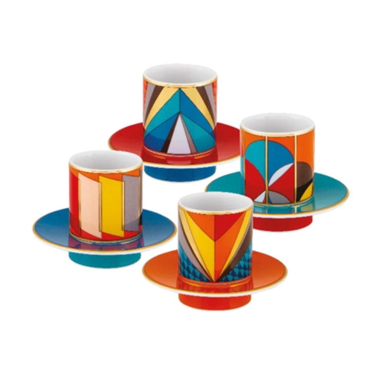 Vista Alegre Futurismo Coffee Espresso Cups and Saucer S/4