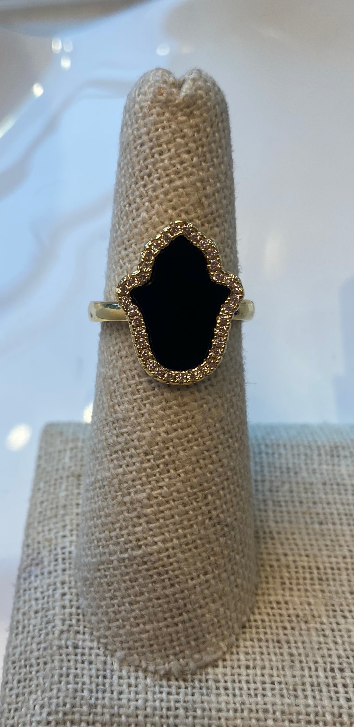 Hamsa Ring Gold/Black