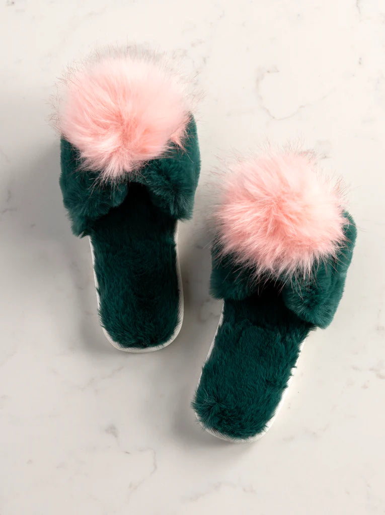 Amor Holiday Slippers Green