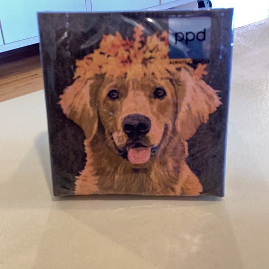 Golden lab with Fall leaves napkins