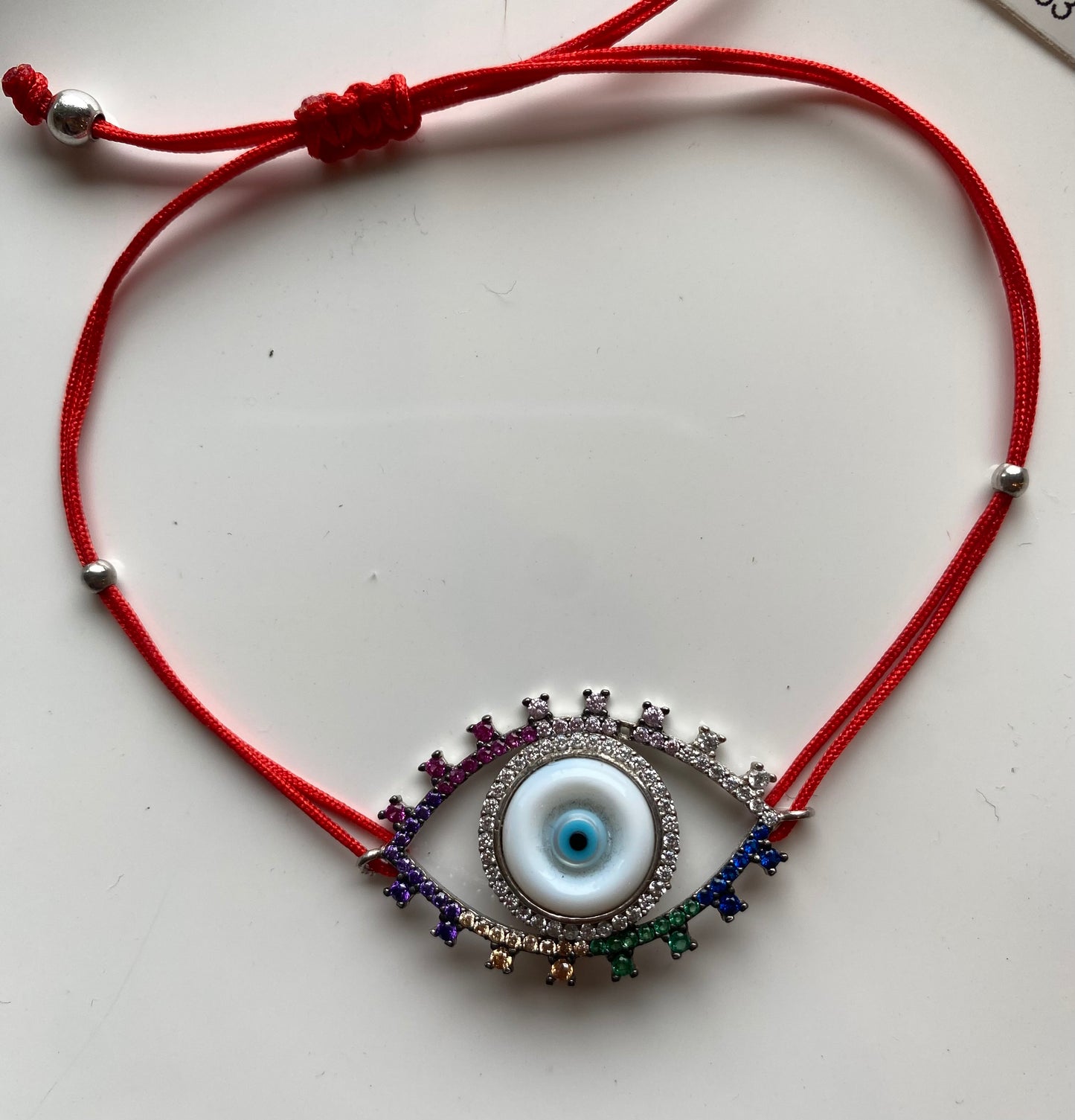 String Bracelet Jeweled Evil Eye