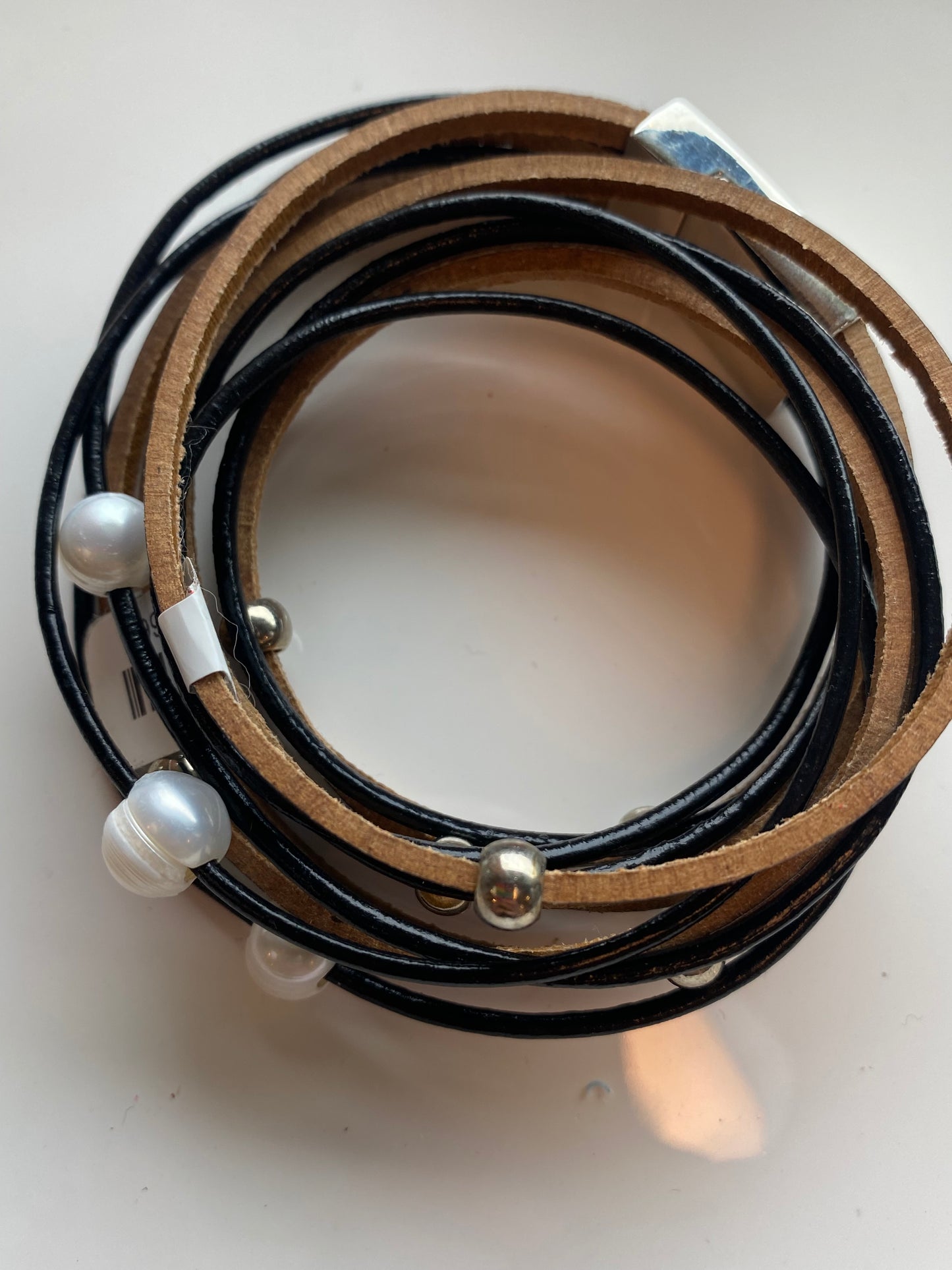 Black Leather Clasp Bracelet
