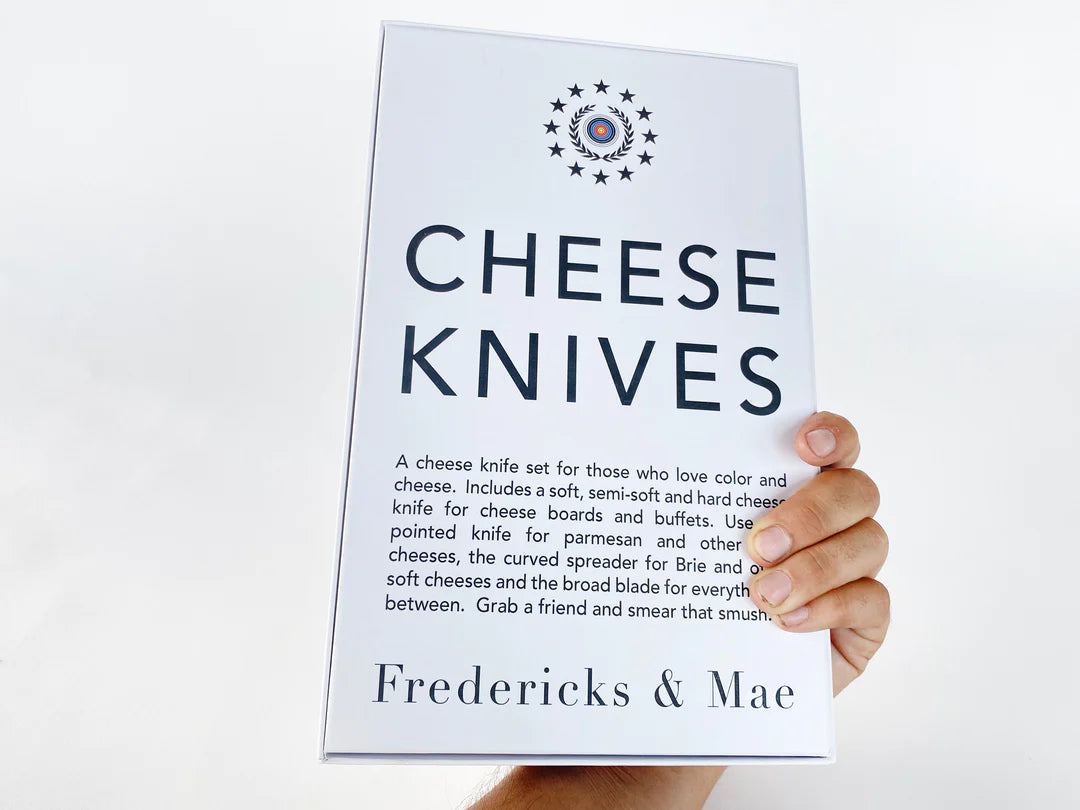 Fredericks and Mae Cheese Knives - White w/ Red/Yellow/Blue