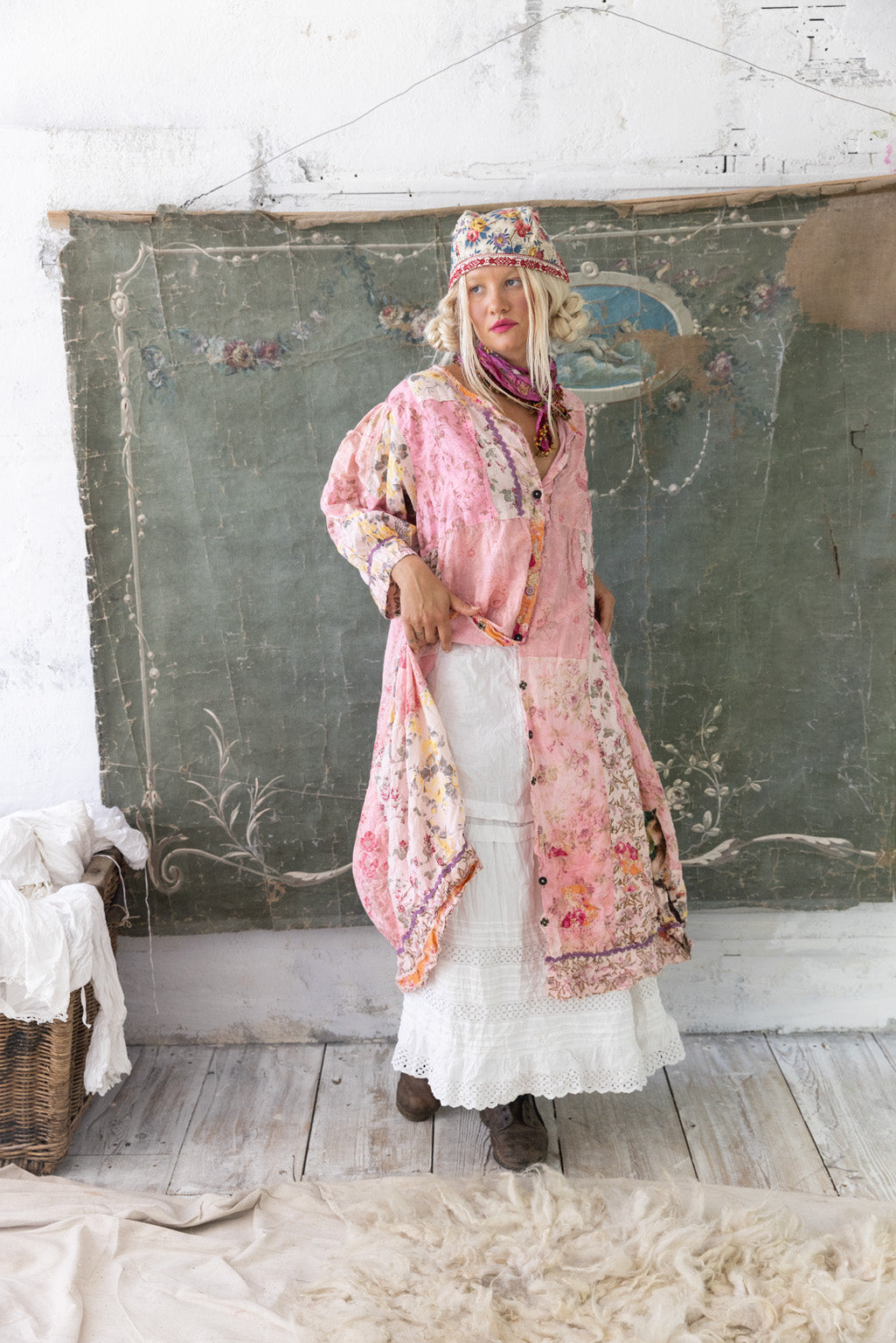 Magnolia Pearl Patchwork Kashmiri Pink Dress - DRESS 979