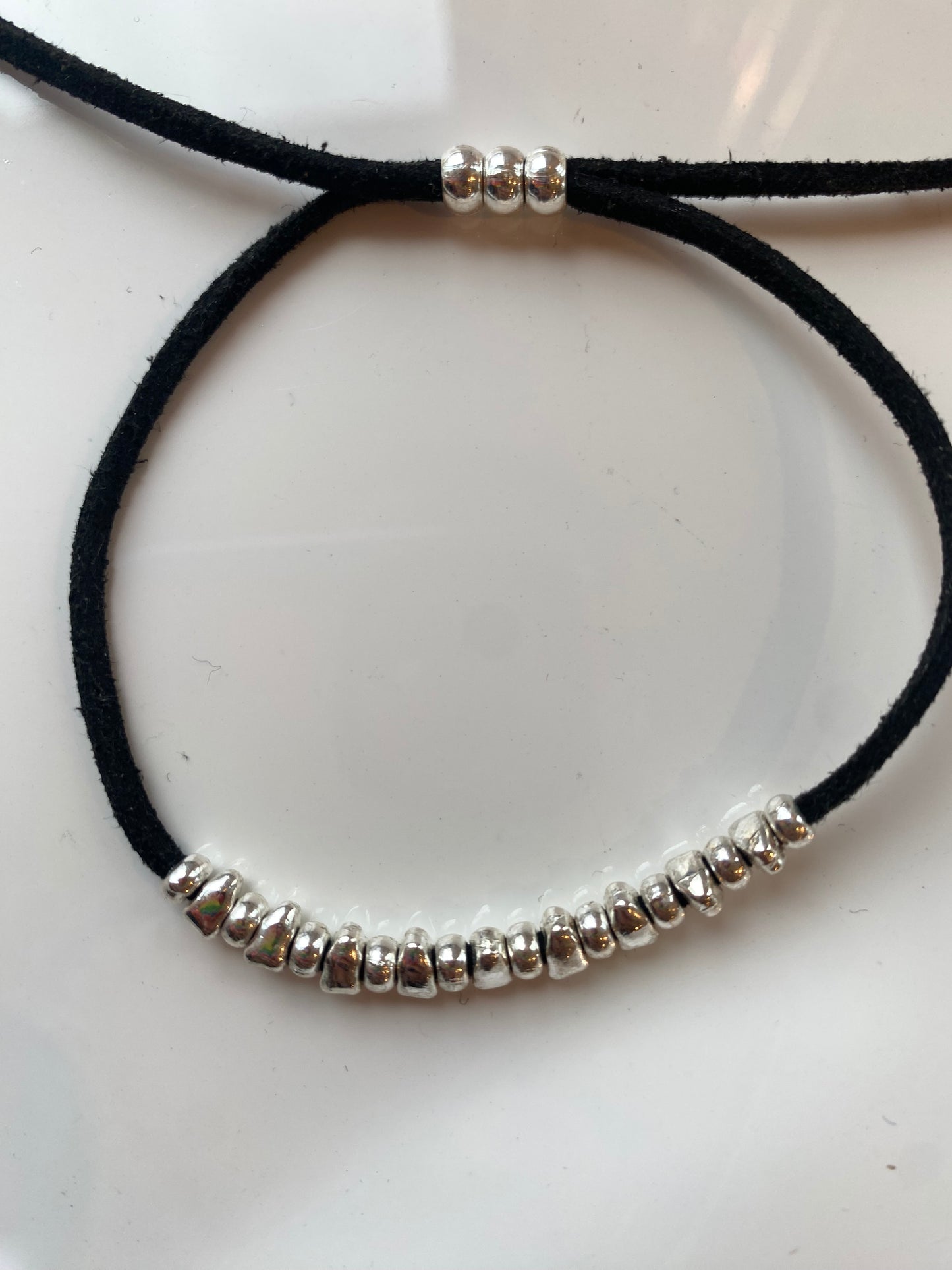 Silver Beaded String Bracelet