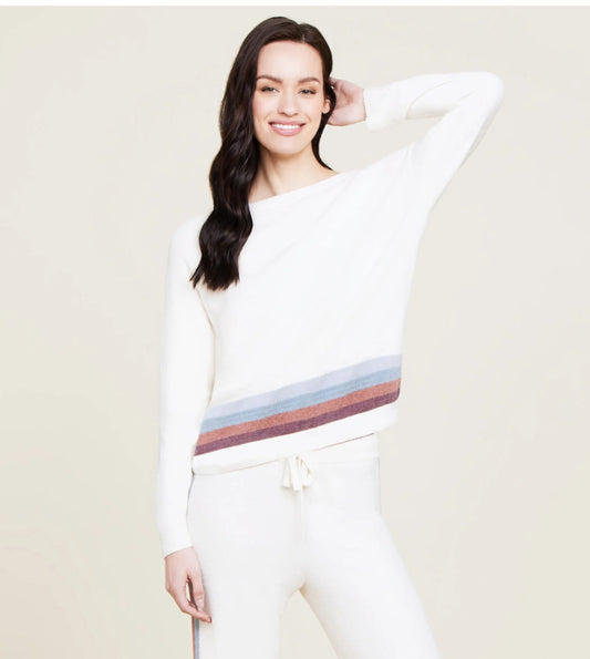 BD Cozy Chic Cream Multi Stripe Pullover