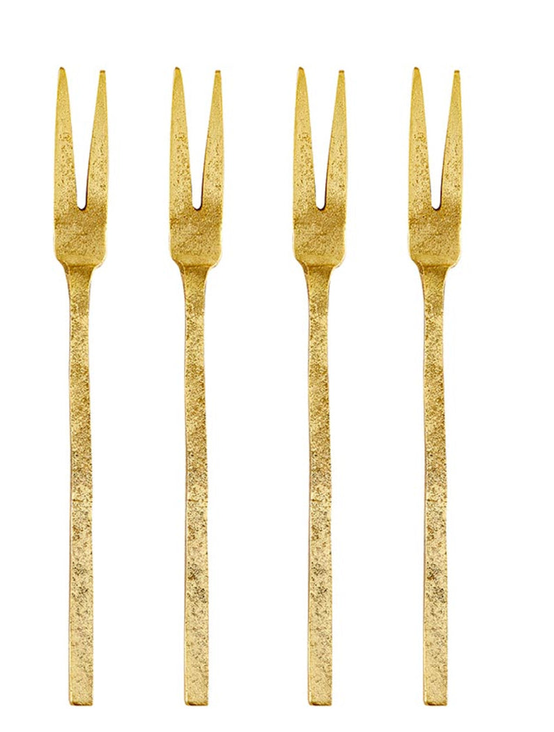 Gold Hammered Appetizer Forks