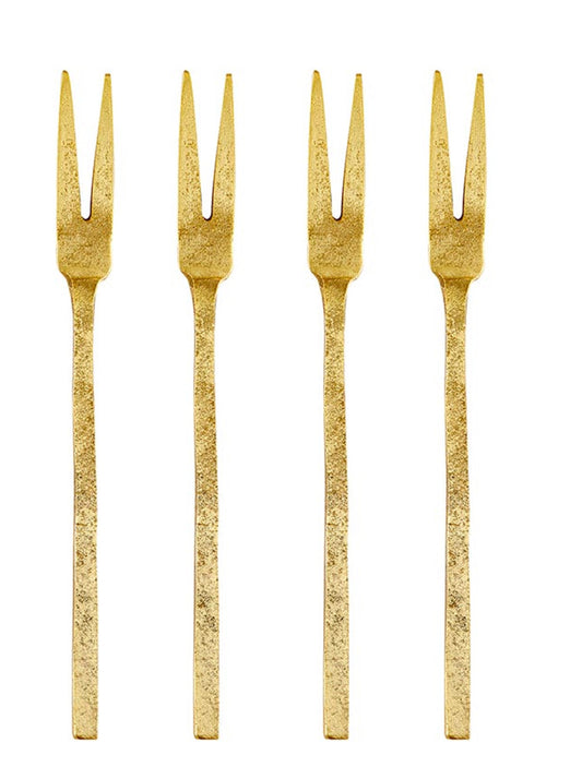 Gold Hammered Appetizer Forks