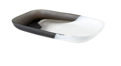 White and Grey Oblong Resin Platter
