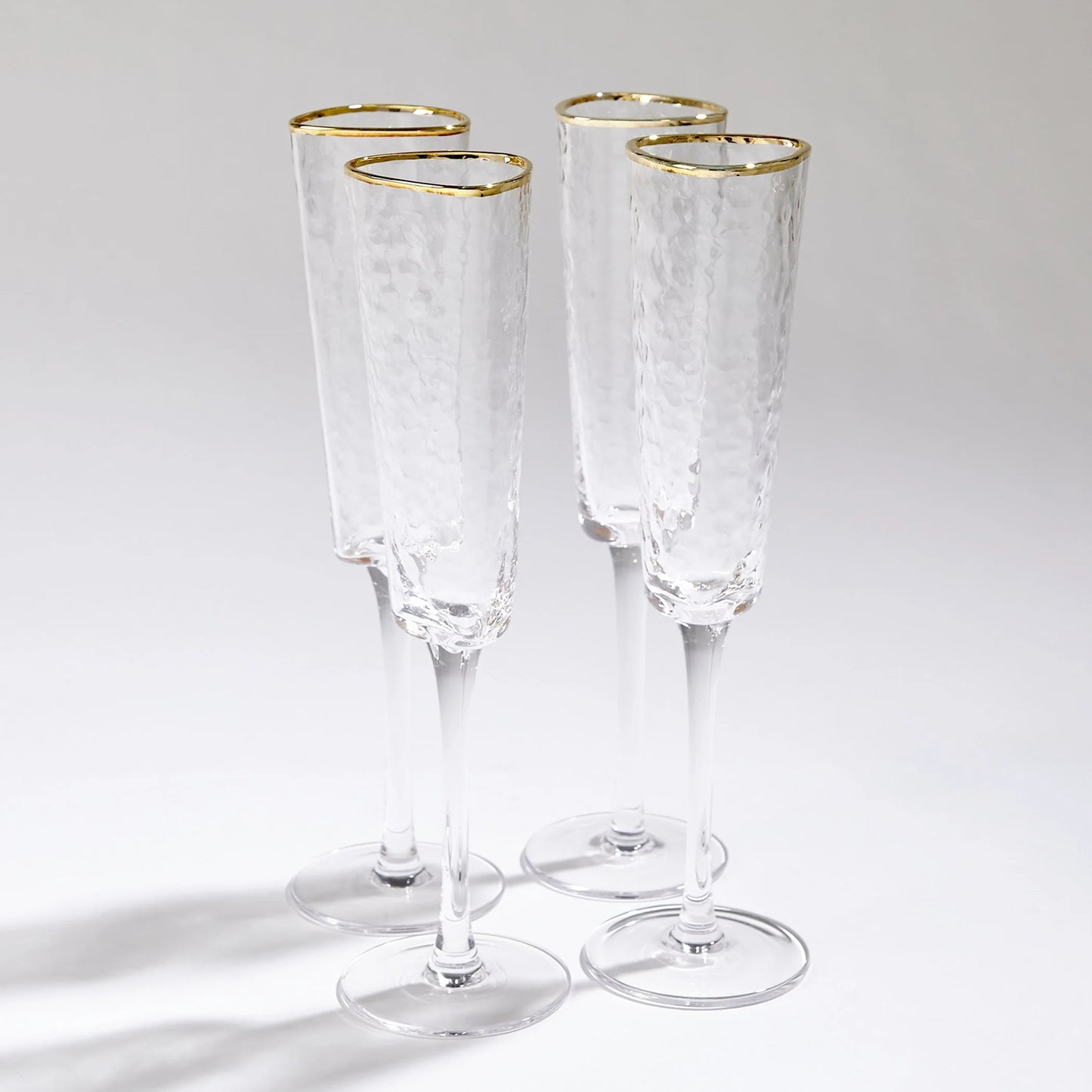 Organic Champagne Glasses Clear w/Gold Rim S/2