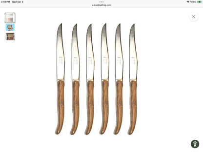 Laguiole Olivewood Knives Set of 6