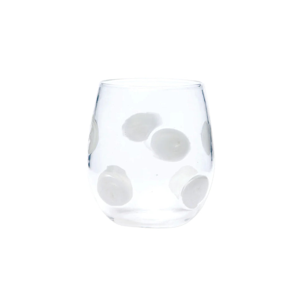 Vietri Drop White Stemless Wine Glass S/2