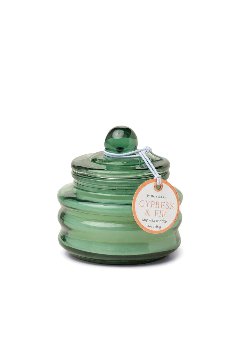 Paddywax candle cypress and fir (transparent green glass)